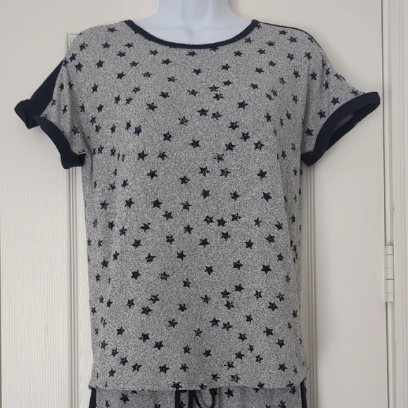 Lucky Brand Gray and Navy Blue Pajama Set Soft Knit Style - Picture 3 of 8